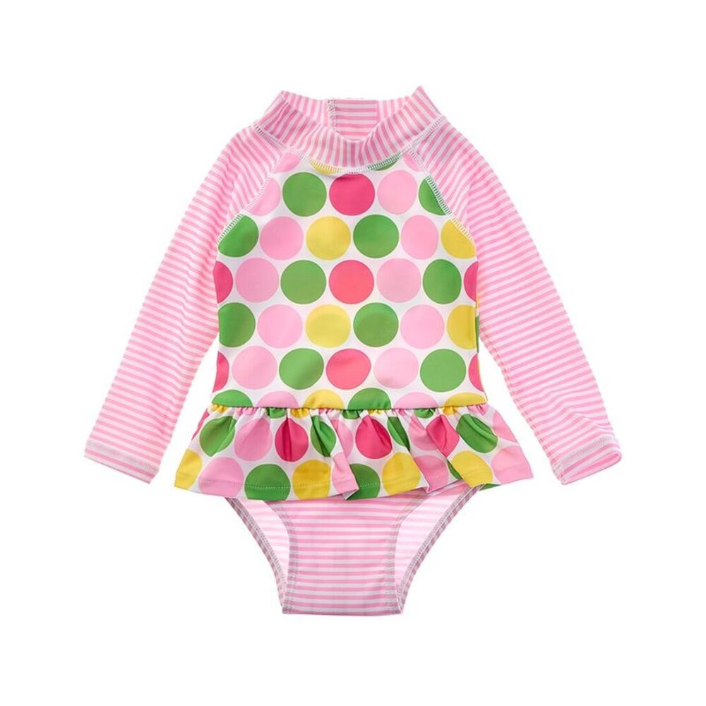 Flap Happy Girls  Spring Dots Swim Suit, Pink